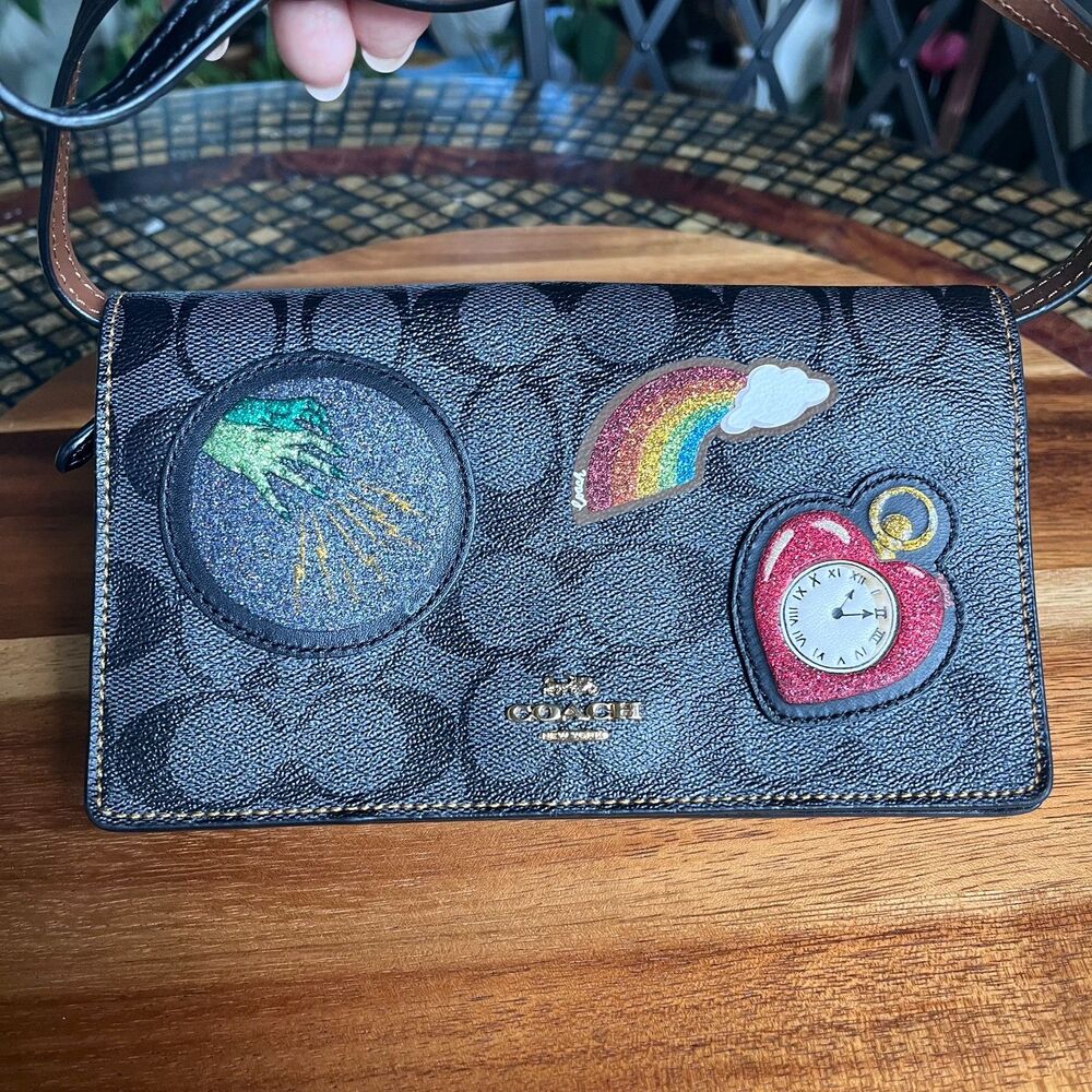 Coach Hayden Foldover Wizard of Oz Patches Monogram Canvas Clutch Crossbody NWOT